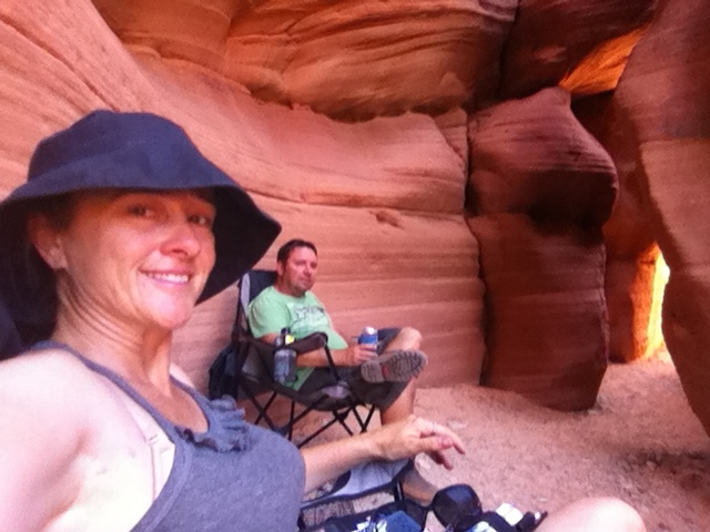 Cooling off in our own private slot canyon.