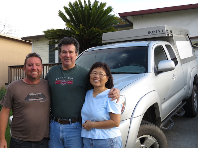 Justin, Michael and Wendy with their nicely set up Tacoma (Hilux)
