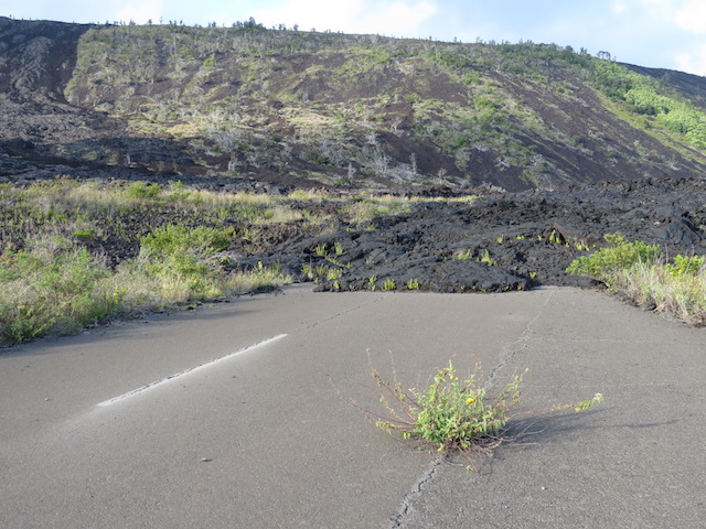 Road consumed by lava
