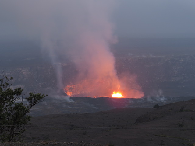 Lava Lake as evening descends at the Jaggar Museum Overlook